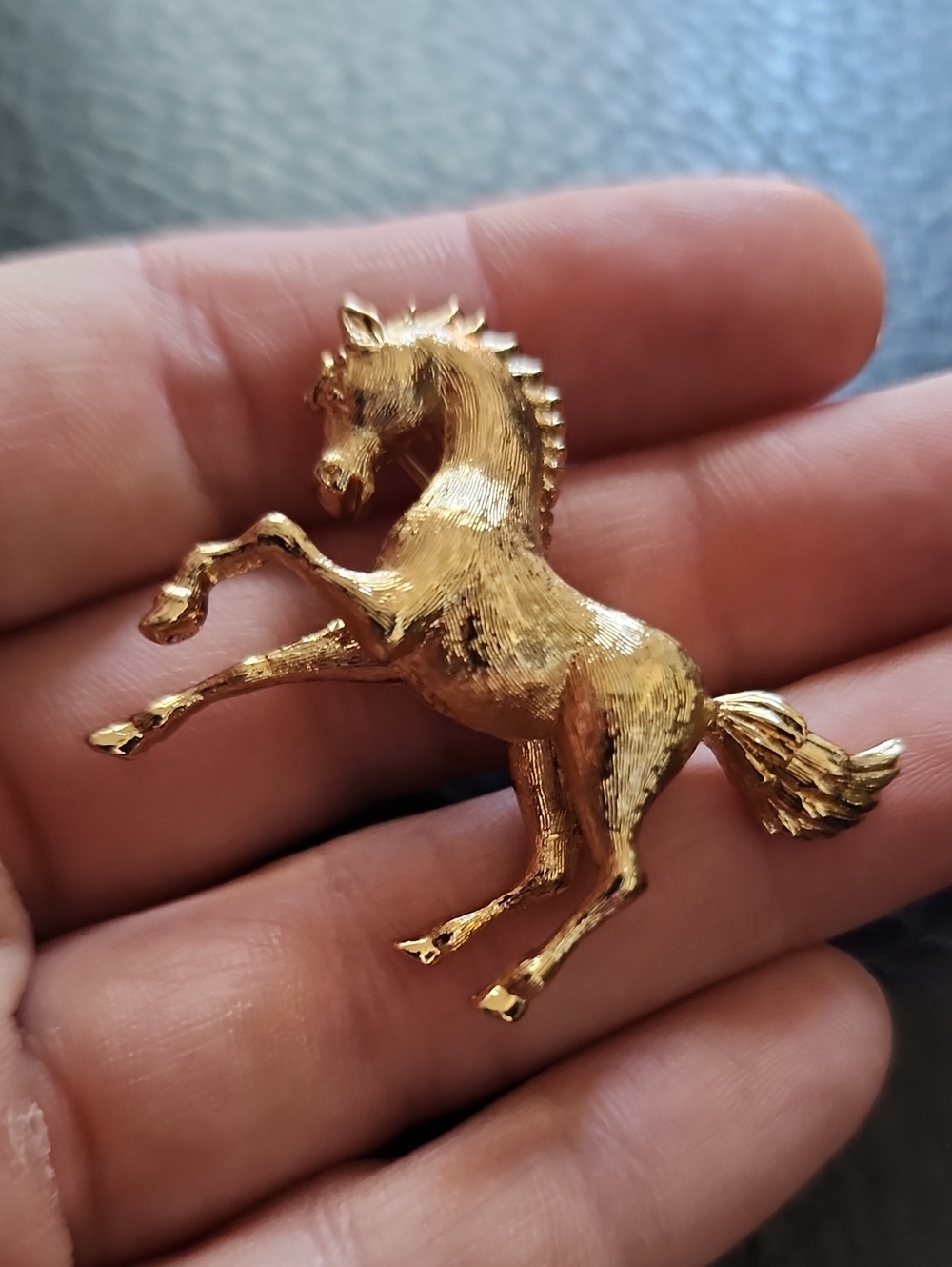 VTG Monet Gold Horse Figurine Brooch